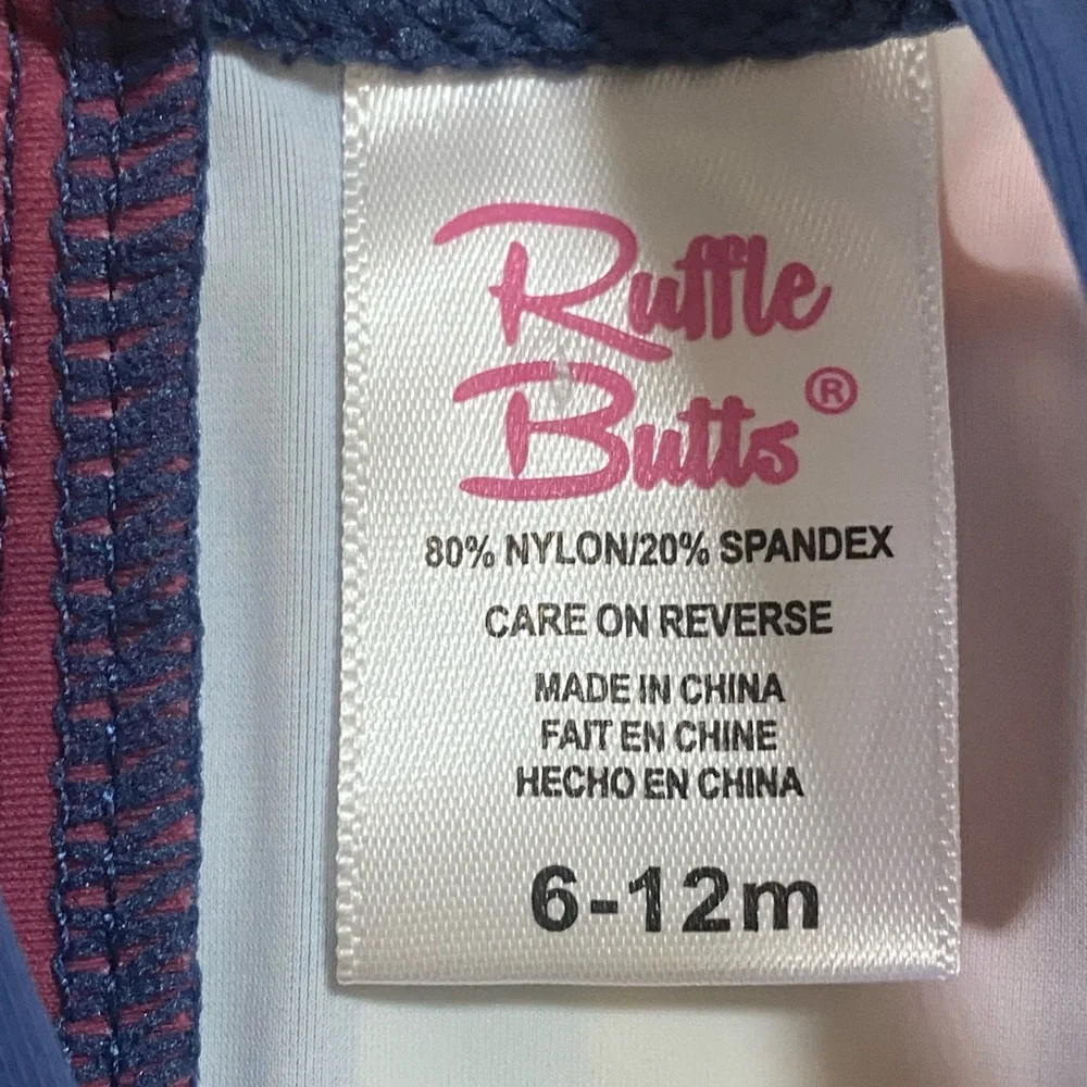RUFFLE‎ BUTTS One Piece Rash Guard Sunset Stripe Size 6-12 Months UPF 50+